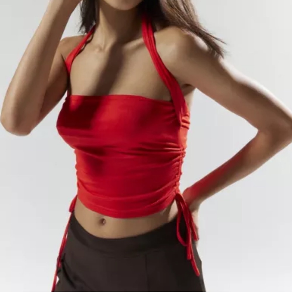 Silence + Noise Sapphire Red Halter Neck Women Top